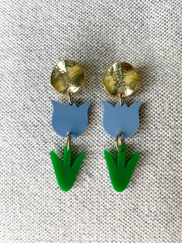 Blue Tulip Earrings