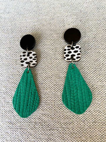 Green and Black Earrings