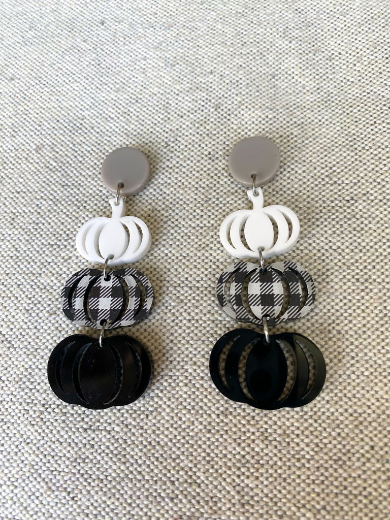 Black and White Pumpkin Earrings