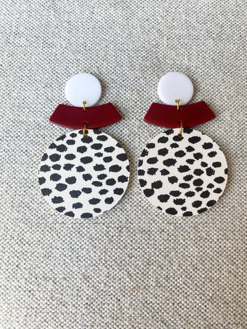 Black and White Leather Earrings