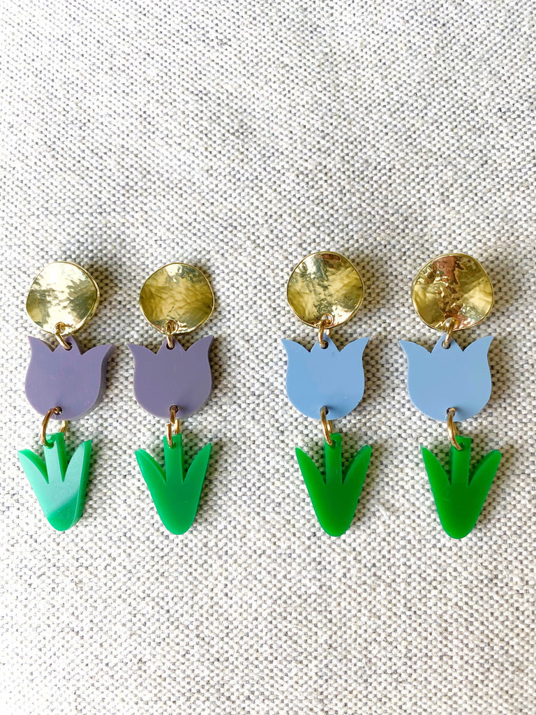 Blue Tulip Earrings