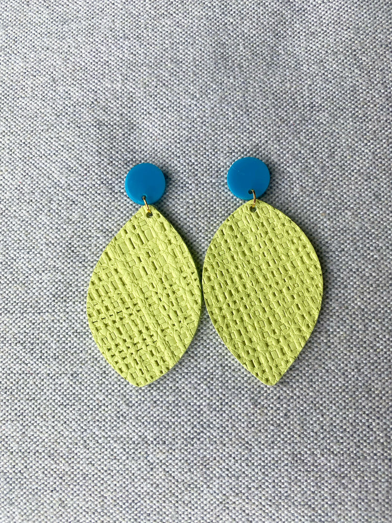 Lime Green Leather Earrings