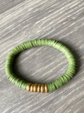 Olive Green Vinyl Heishi Bead Bracelet