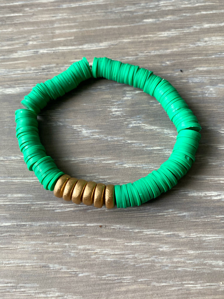 Green Vinyl Heishi Bead Bracelet