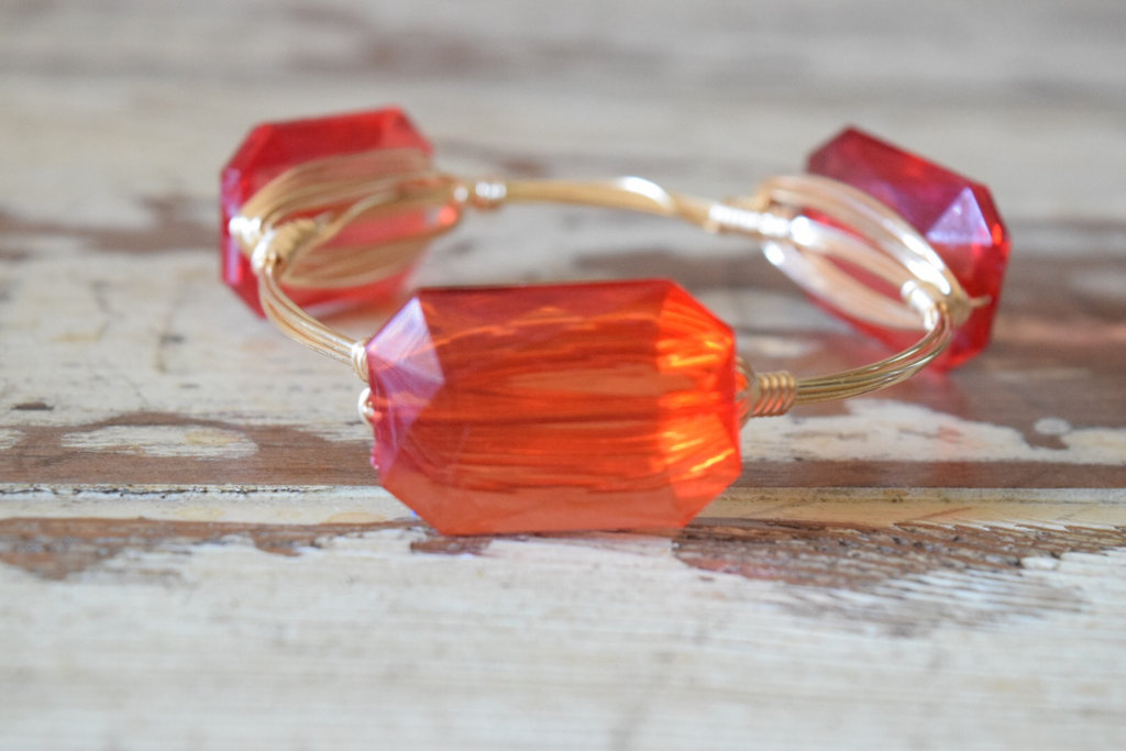 Red Crystal Acrylic Wire Wrap Bangle