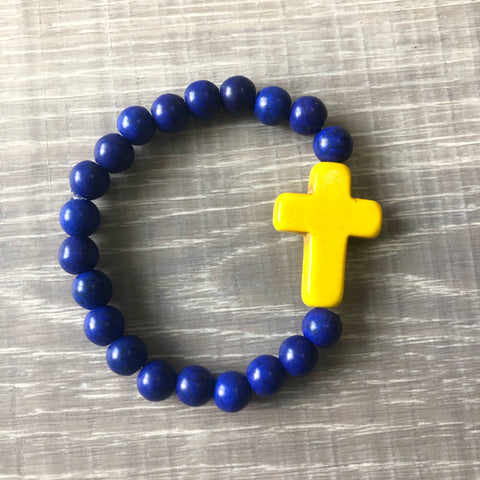 Blue and Yellow Cross Bracelet