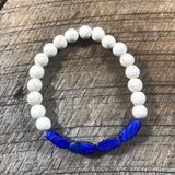 White and Blue Beaded Bracelet
