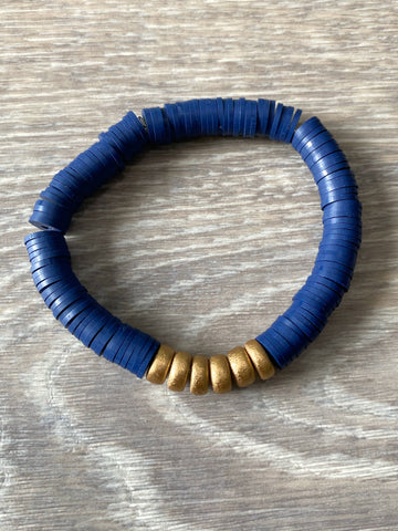 Navy Blue Vinyl Heishi Bead Bracelet