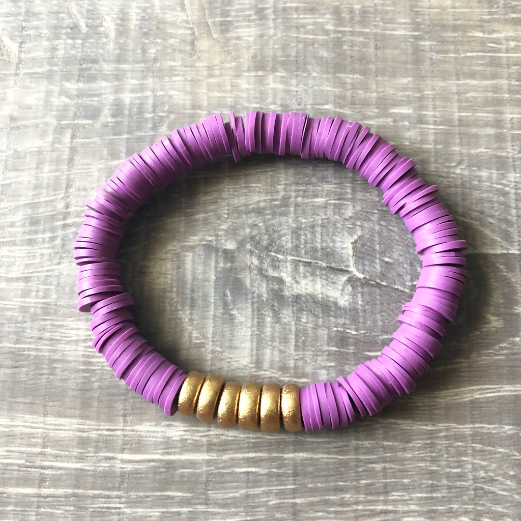 Light Purple Vinyl Heishi Bead Bracelet