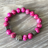 Pink and Silver Beaded Bracelet