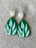 Green and White Acrylic Earrings