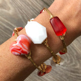 Red and White Marbled Heart Bangle