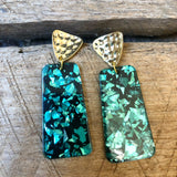 Green and Black Confetti Earrings
