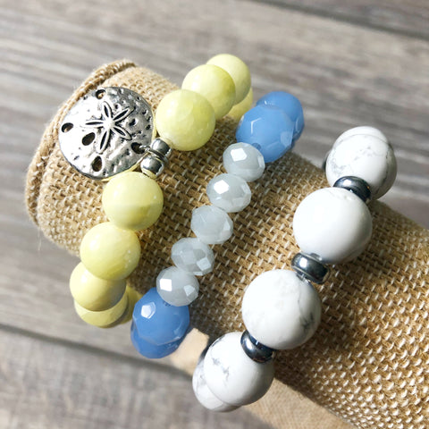 Blue and Yellow Bracelet Stack