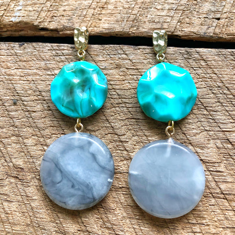 Grey and Turquoise Earrings