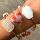 Red and White Marbled Heart Bangle