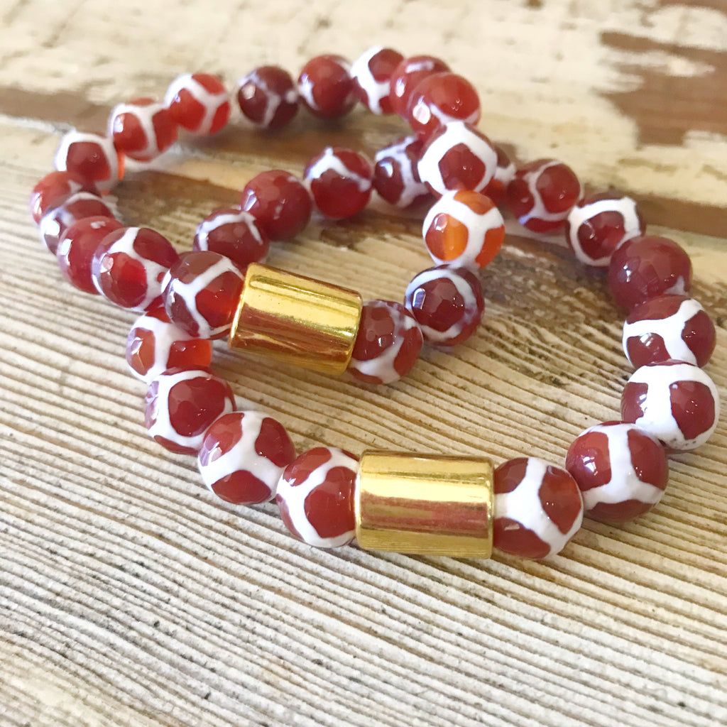 Orange Tibetan Agate Bracelet