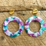 Fuschia and Turquoise Circle Earrings