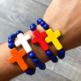 Blue and Yellow Cross Bracelet
