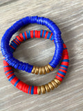 Red and Blue Vinyl Heishi Bead Bracelet