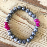 Pink and Grey Luster Beaded Bracelet