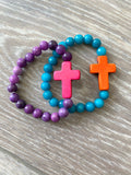 Turquoise and Orange Cross Bracelet