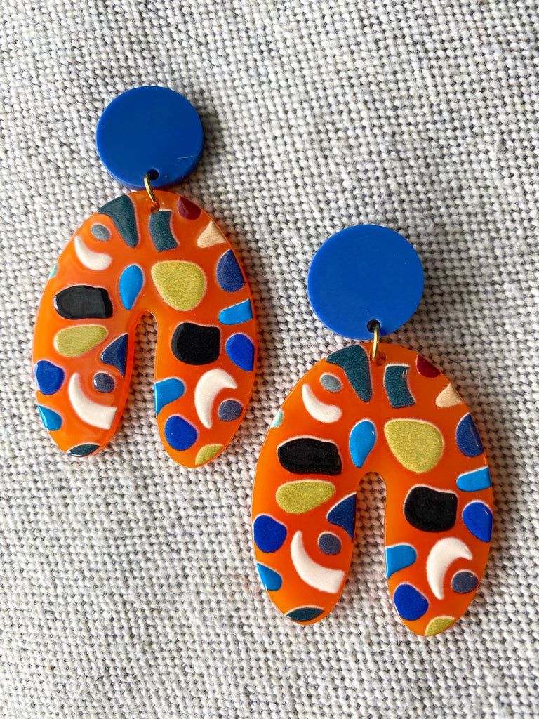 Orange Mosaic Earrings