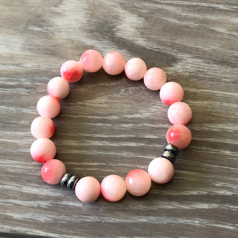 Pink And Silver Beaded Bracelet