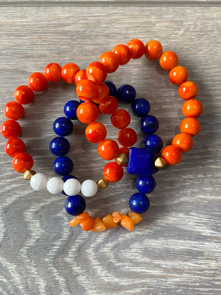 Orange and Blue Beaded Bracelet