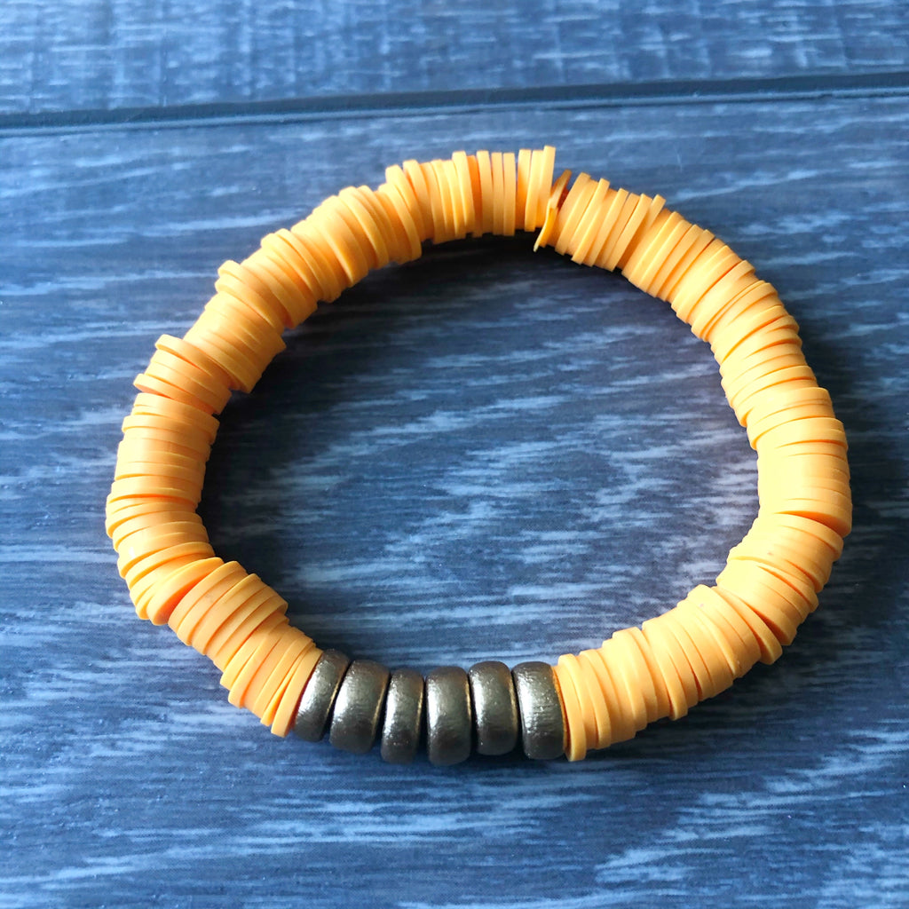 Orange Vinyl Heishi Bead Bracelet