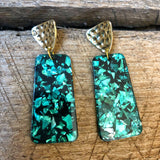Green and Black Confetti Earrings