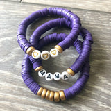 Purple Vinyl Heart Bead Bracelet