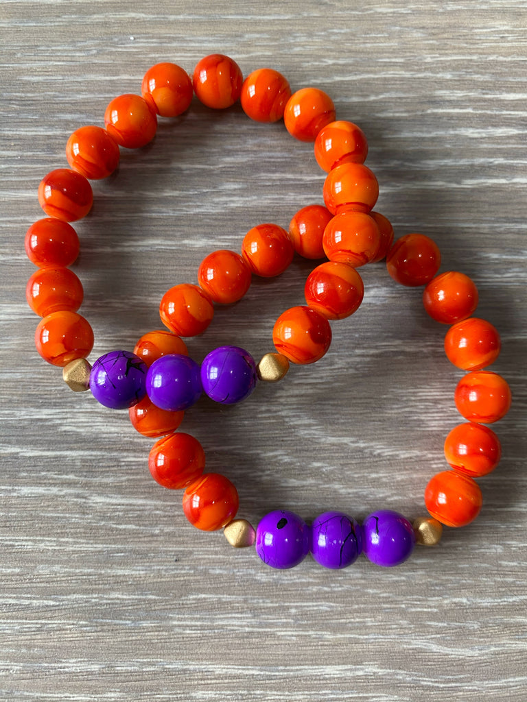 Orange and Purple Beaded Bracelet