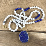 Blue and White Pendant Necklace