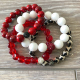 White and Red Beaded Bracelet