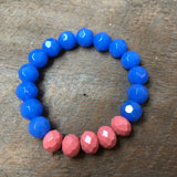 Coral and Blue Beaded Bracelet