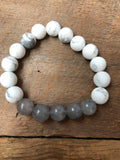 Gray and White Howlite Beaded Bracelet
