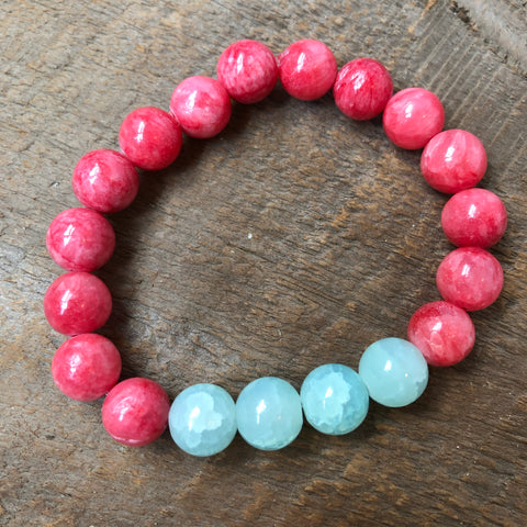 Pink and Mint Beaded Bracelet