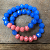 Coral and Blue Beaded Bracelet