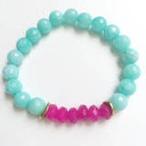 Turquoise and Pink Beaded Bracelet
