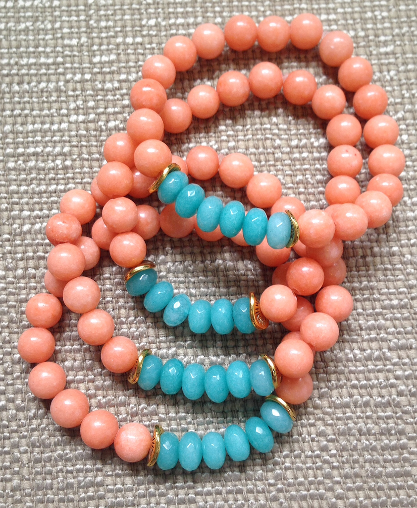 Peach and turquoise bracelet